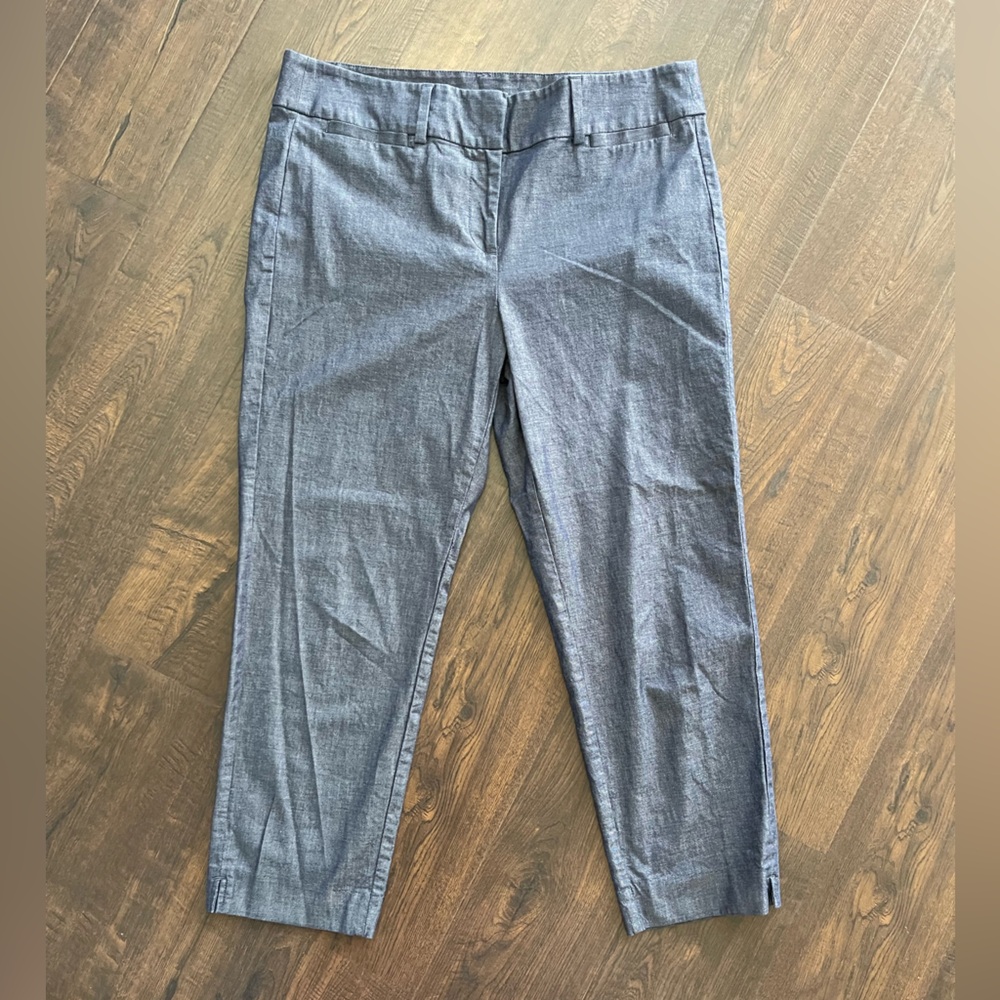 ANN TAYLOR Navy‎ Blue Dark Chambray Ankle Pants Zipper Closure Classic Size 10